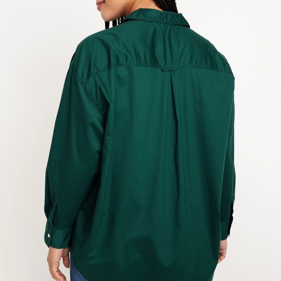 NWT OLD NAVY Oversized Button-Down BOYFRIEND Shirt  Color: Emerald Isle - Picture 6 of 10